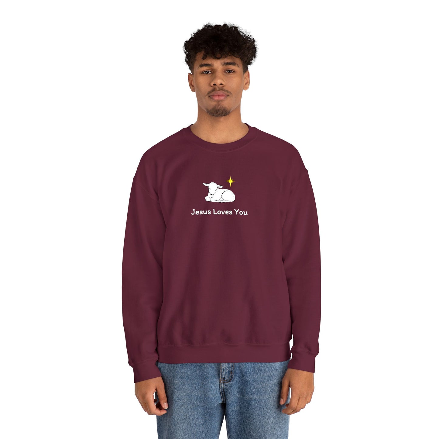 Jesus Loves You Lamb Winter Crewneck