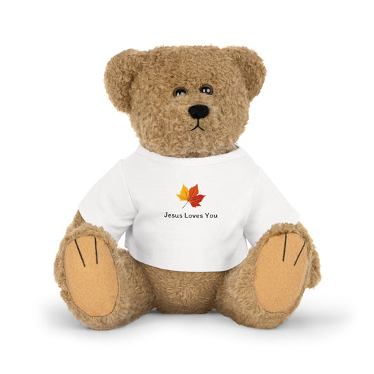 Plush Teddy Bear Toy with "Jesus Loves You" Shirt