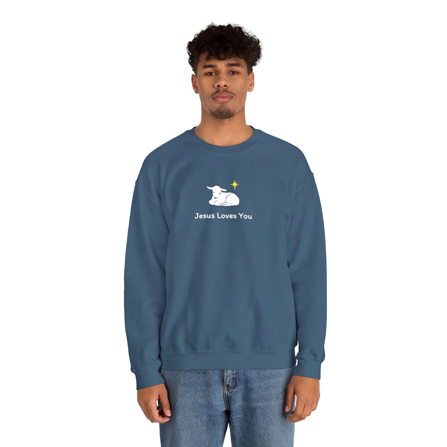 Jesus Loves You Lamb Winter Crewneck