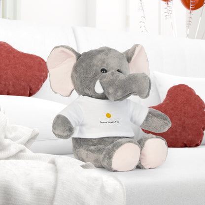 Plush Elephant Toy with "Jesus Loves You" Shirt