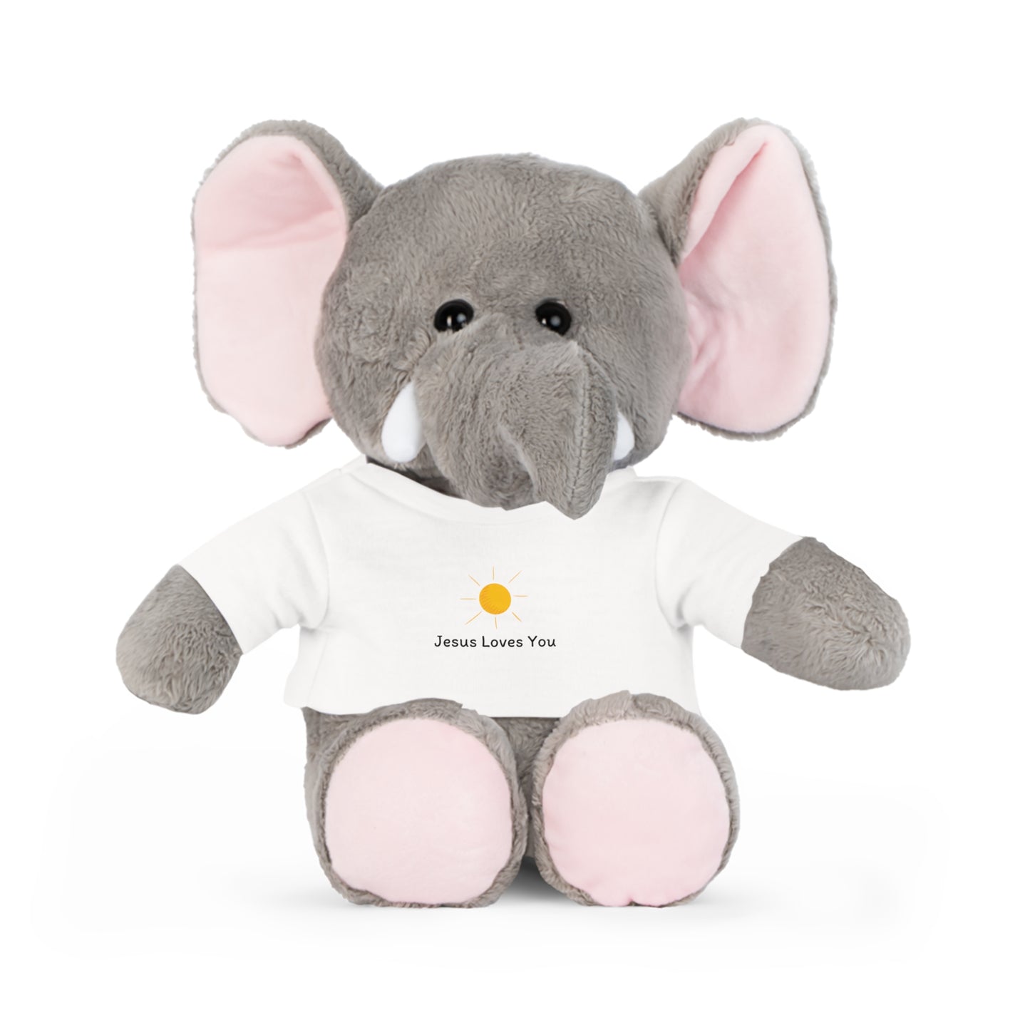 Plush Elephant Toy with "Jesus Loves You" Shirt