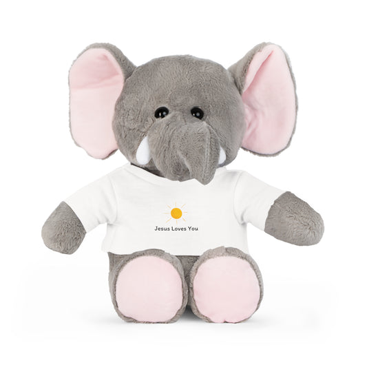 Plush Elephant Toy with "Jesus Loves You" Shirt