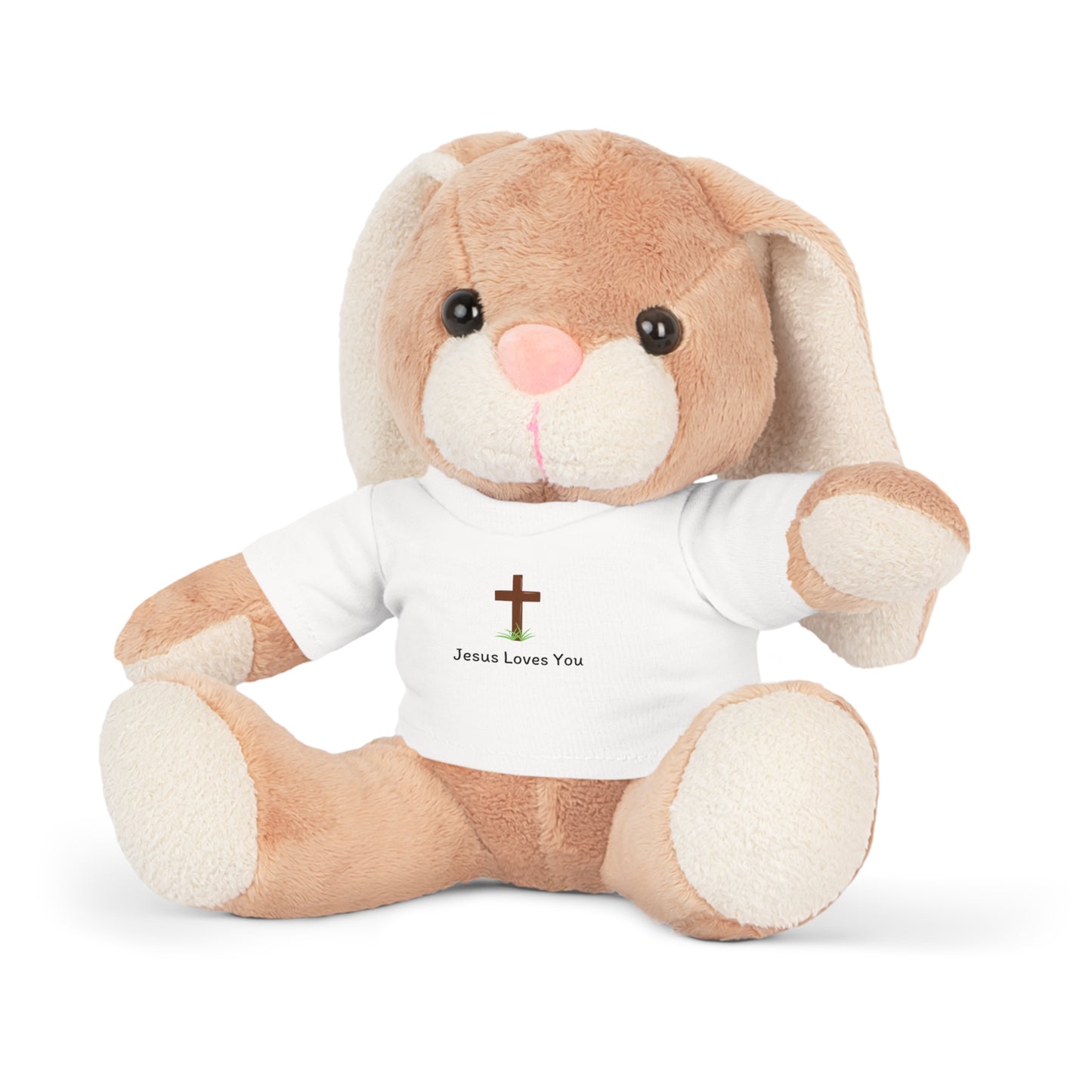 Plush Bunny Toy with "Jesus Loves You" Shirt
