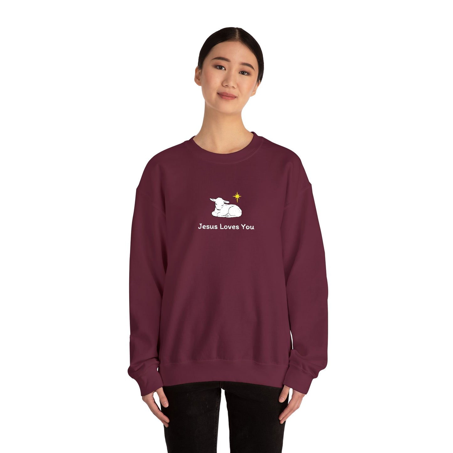 Jesus Loves You Lamb Winter Crewneck